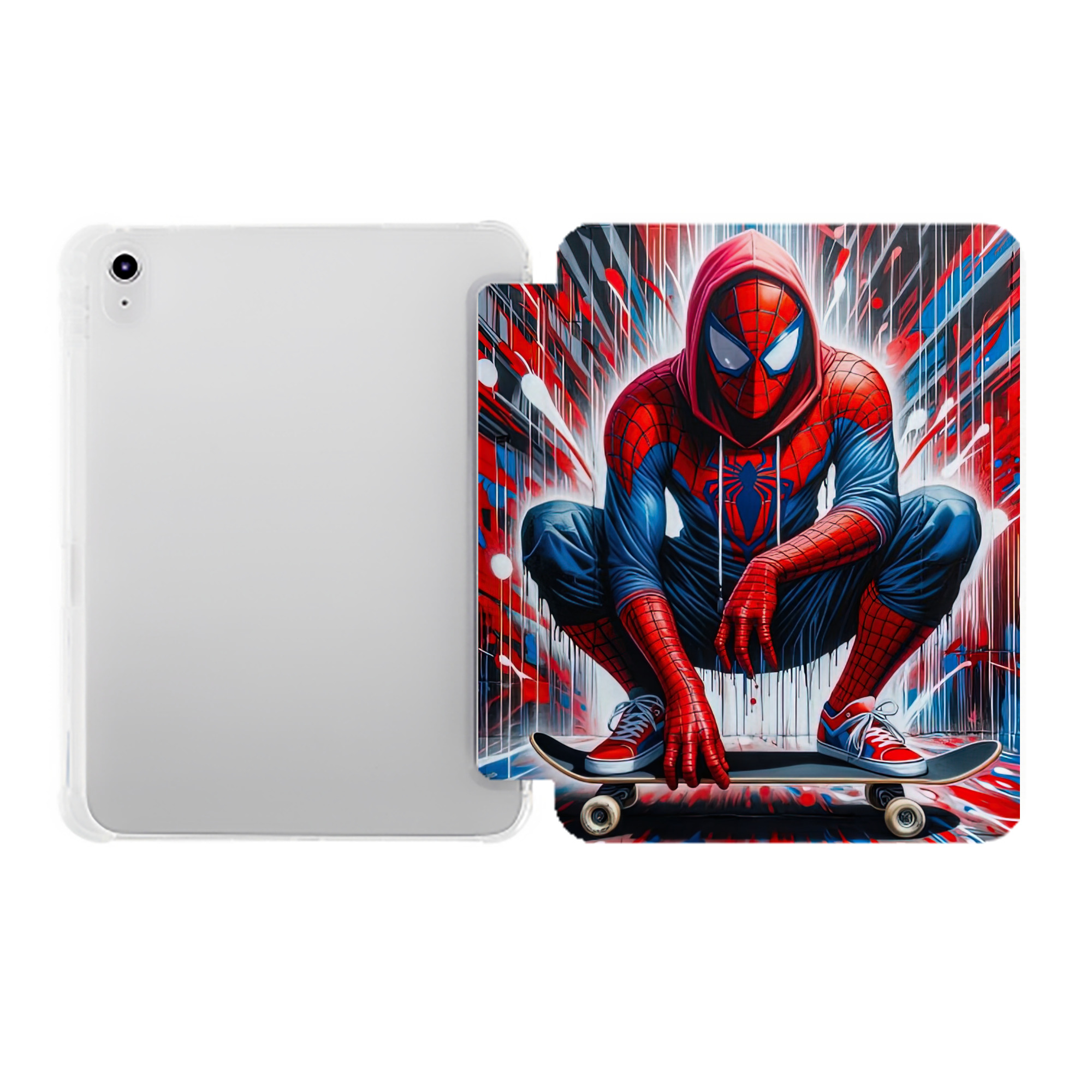（画像用） Spider Man スパイダーマン IPad ケース ペン収納付き 三つ折りスタンド PUレザー×シリコン 対応機種9.5/10.5/10.9インチ
